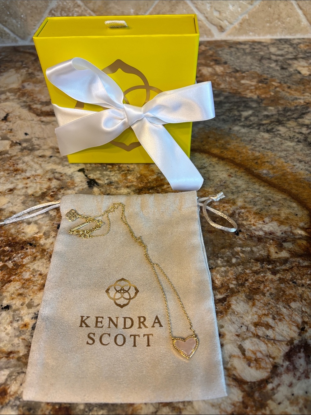 Kendra Scott Gold Ari Rose Quartz Heart Pendant Necklace